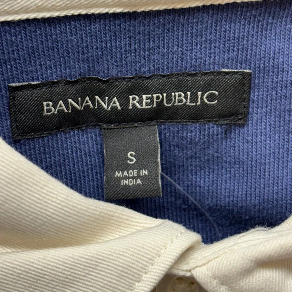 Banana Republic Rugby Shirt Men's Sz S Blue Grey Orange Polo Preppy Heavy Casual